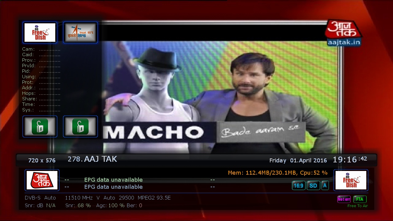AAJ TAK, 93.5E, 11510 V