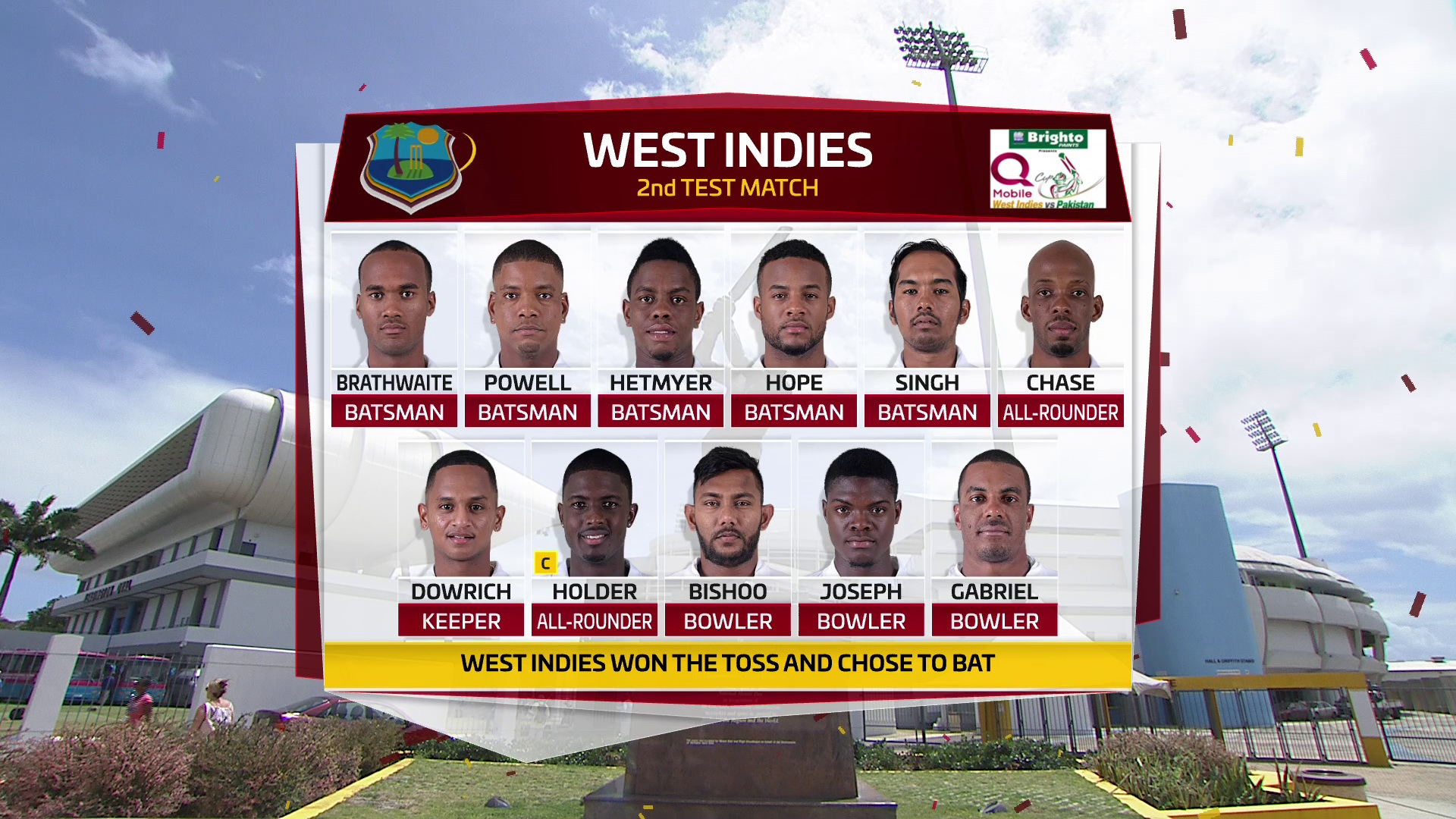 WI Vs Pak<br />3945 V<br />100.5E