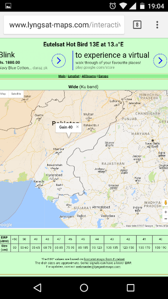 13E, Satellite E, Coverage Foot Map