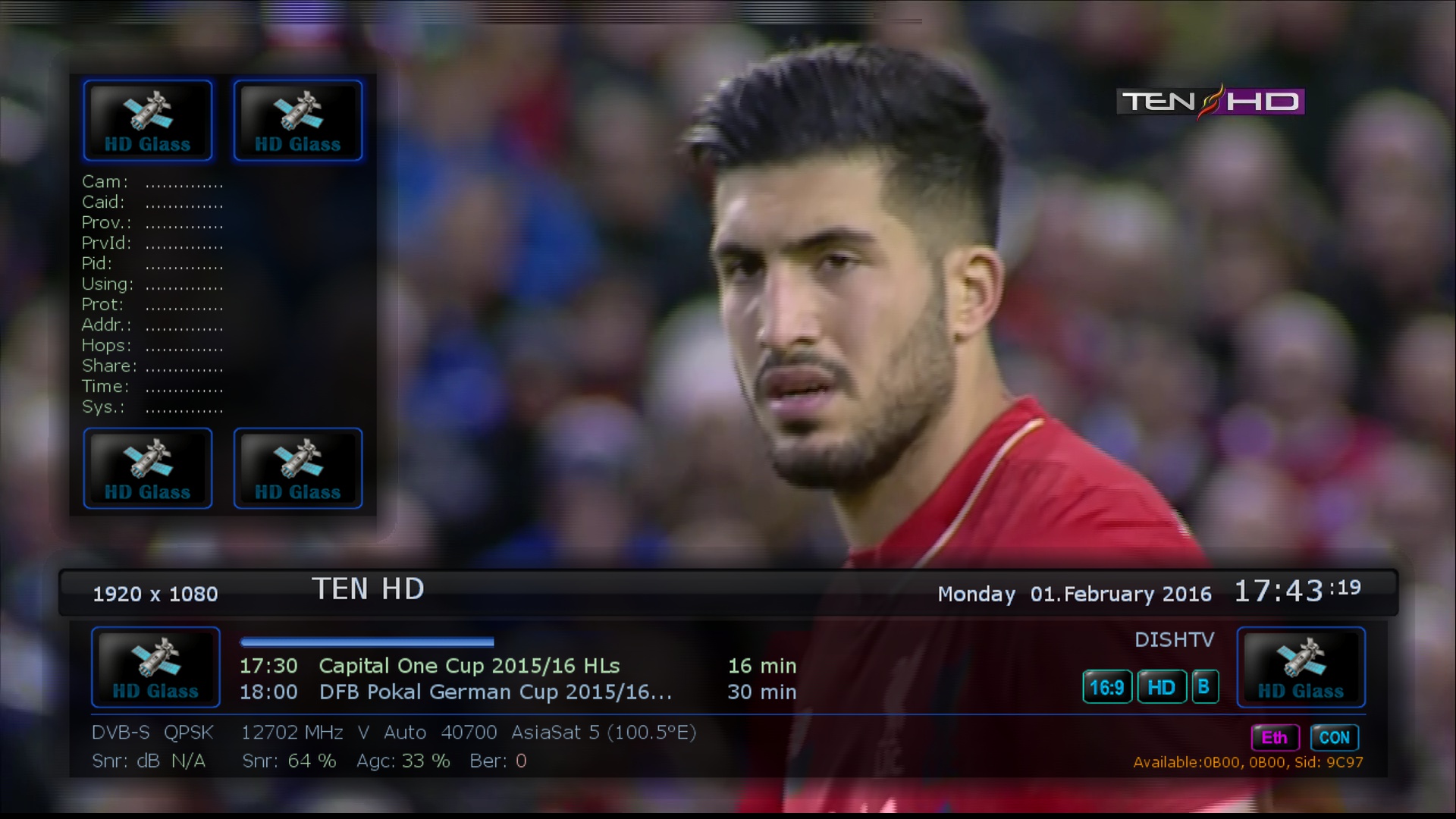 Ten HD @12702 v 40700 dish tv hd , <br />asiasat 5 100.5'E