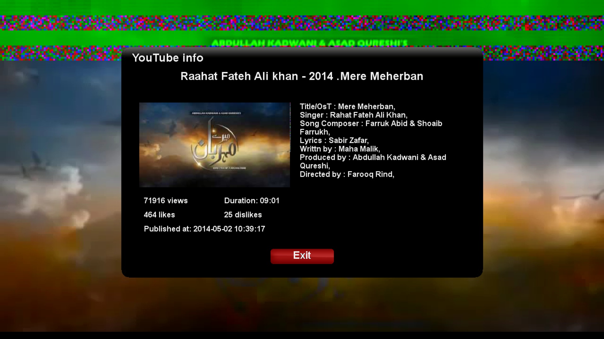 You Tube On SRT 2020 HD <br />Ost Song of meray meharban.